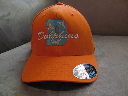 Dolphins Orange Flex-fit cap-Dolphins,cap,embroidery,name