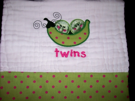 Twins - Peas in a Pod-embroidered, bib, burp, twins, baby