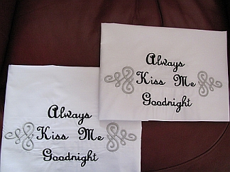 Always Kiss Me Goodnight Pillowcase2-embroidered, pillowcase, pillowcases, wedding, newlywed
