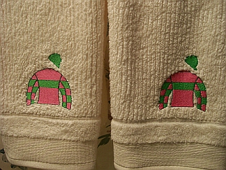 Jockey Silks towel-embroidered, towel, silks, jockey, horse race, KY Derby