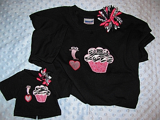 Gals 'n Dolls I Love Cupcakes Shirts-embroidered, cupcakes, matching girl & doll, T-shirt