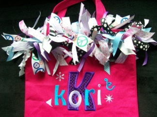 Pom Pom Bag - Kori-Embroidered, bag, tote, name, monogram, applique