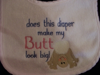 Big Butt-close-up-embroidered, baby , bib,